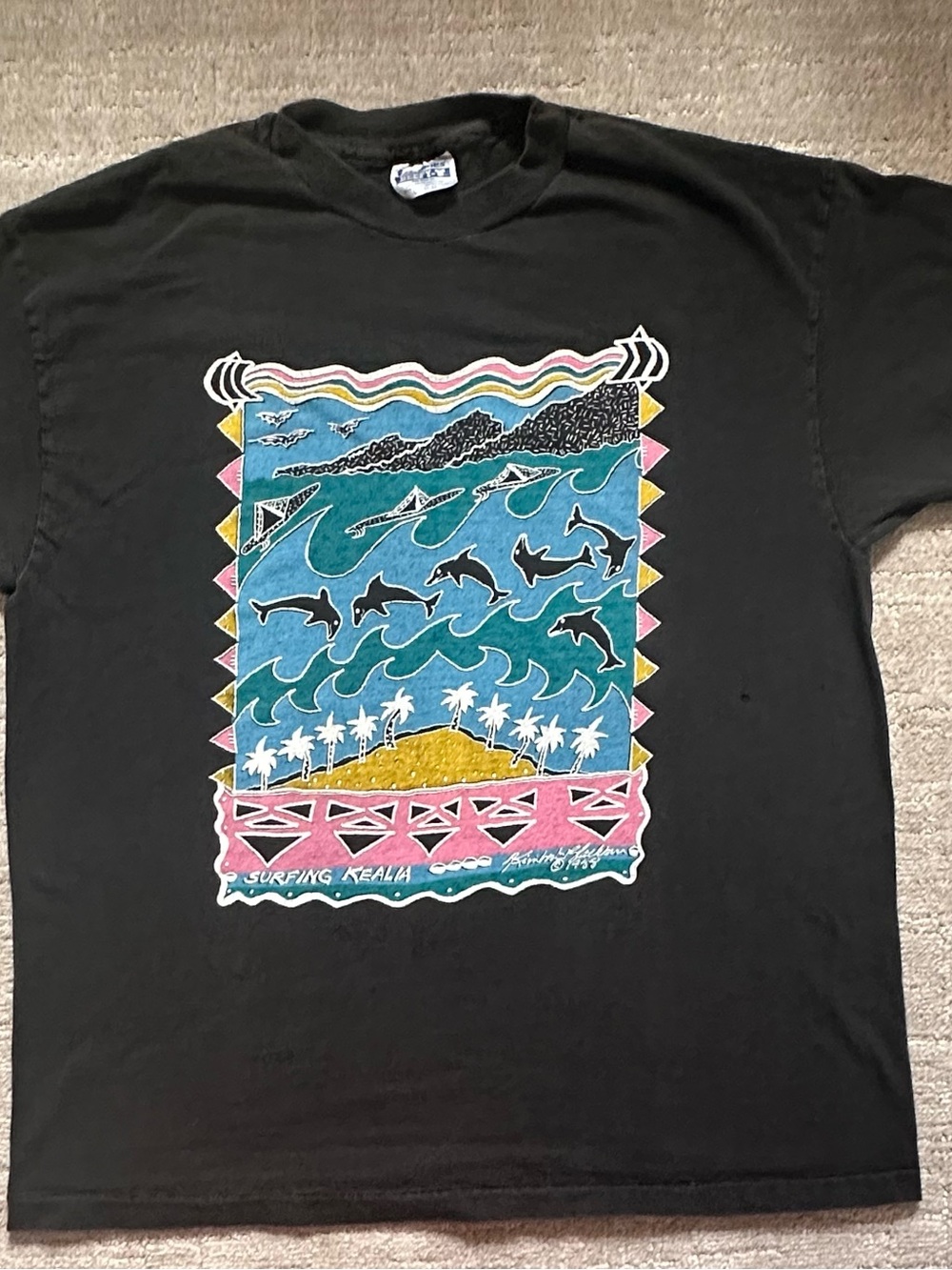 Surfing Kealia 1988 graphic Black Graphic Men's Swim Tee
